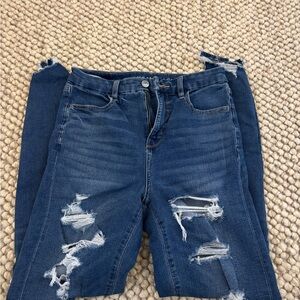 Distressed Blue Jeans